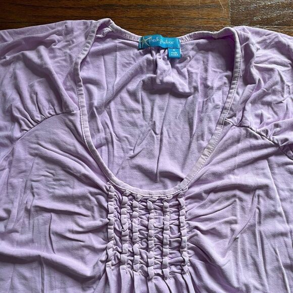 Fresh Produce Lavender Ruffle Front Short Sleeve Tee - Picture 3 of 5